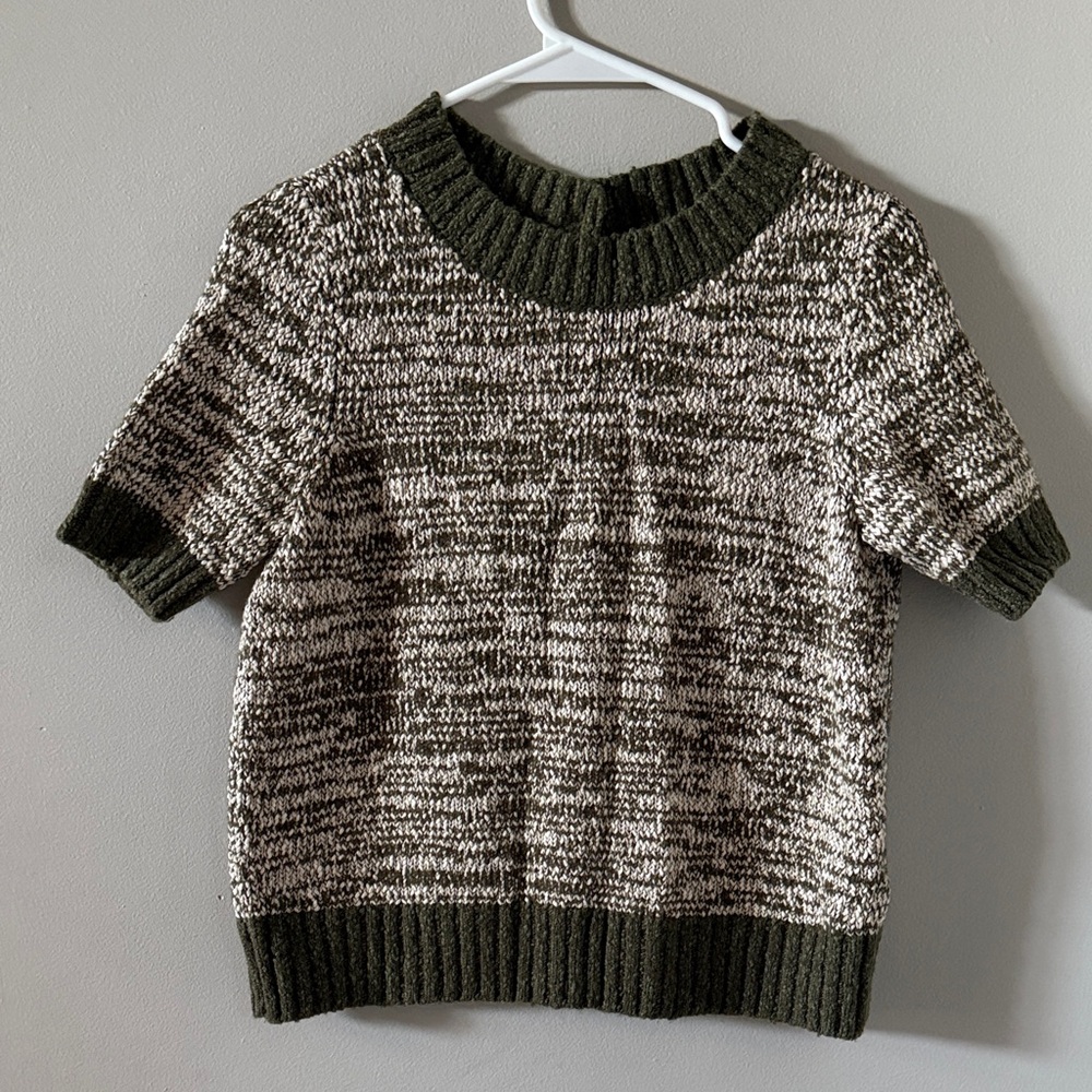 Anthropologie Button Back Short Sleeve Sweater, Sz XS